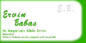 ervin babas business card