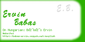 ervin babas business card